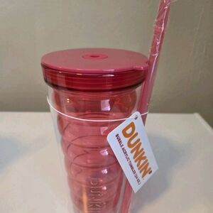 Dunkin' Pink Tumbler with Straw